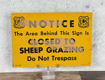 USFS US Forest Service Closed Grazing Sign