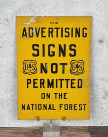 USFS Forest Service Advertising Not Permitted Sign