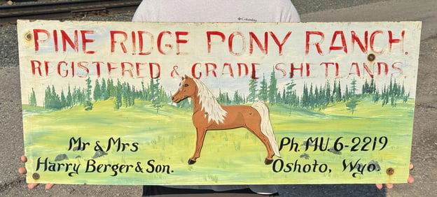 Oshoto Wyoming Shetland Pony Ranch Sign