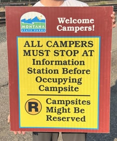 Montana State Parks Welcome Campers Sign