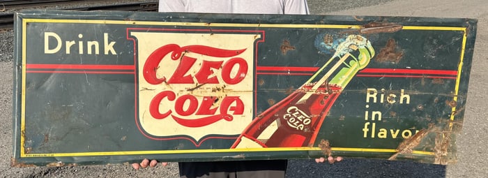 1941 Drink Cleo Cola Soda Tin Sign
