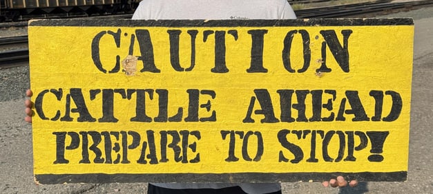 Montana Caution Cattle Ahead Sign