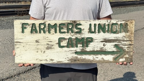 Montana Farmers Union Camp Wood Sign