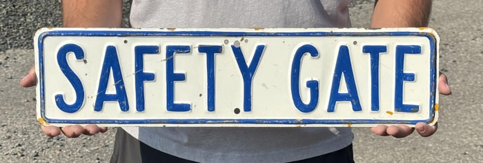 Safety Gate Embossed Metal Sign