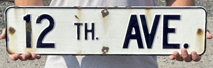 Antique Porcelain Helena Montana 12th Street Sign