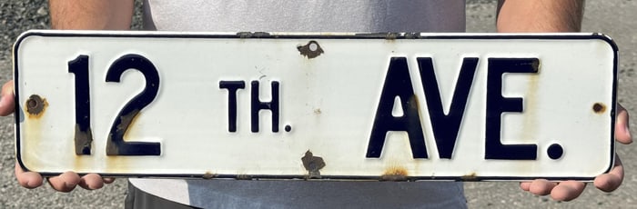 Antique Porcelain Helena Montana 12th Street Sign