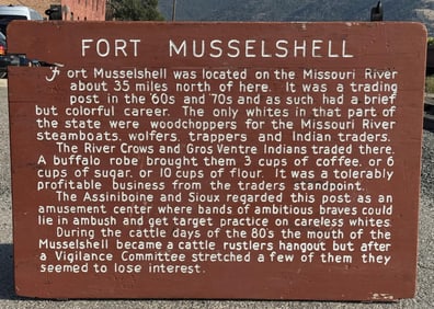 Fort Musselshell Montana Tourist Information Sign