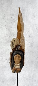 Montana Cottonwood Indian Carving A. Oliver