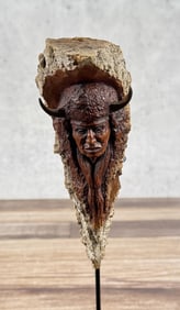 Montana Cottonwood Indian Carving A. Oliver