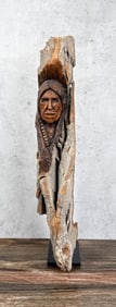 Montana Cottonwood Indian Carving A. Oliver