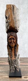Montana Cottonwood Indian Carving A. Oliver