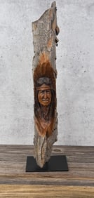 Montana Cottonwood Indian Carving A. Oliver