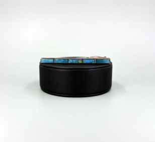 Zuni Inlaid Sterling Silver Turquoise Tie Clip