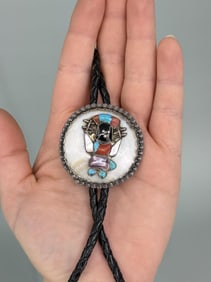 Zuni Inlaid Sterling Knifewing Bolo Tie
