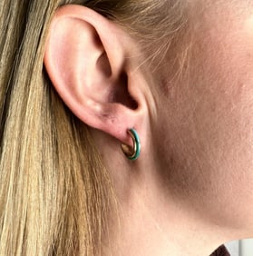Zuni Inlaid 14k Gold Turquoise Earring