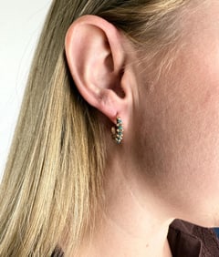 Zuni Petit Point 14k Gold Turquoise Earring