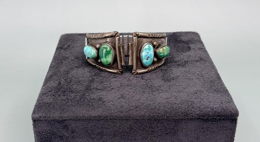 Navajo Sterling Silver Turquoise Watch Band Tips