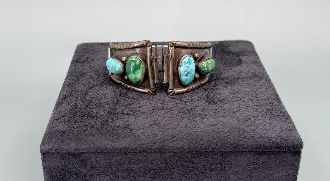 Navajo Sterling Silver Turquoise Watch Band Tips (1 of 5)