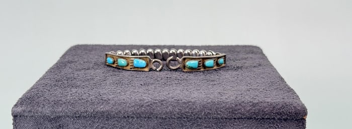 Navajo Sterling Turquoise Bear Paw Watch Band Tips