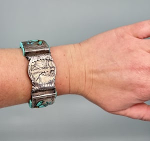 Harry Spencer Zuni Inlaid Sterling Bracelet