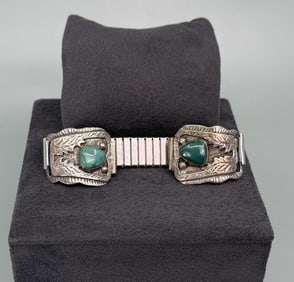 Navajo Sterling Turquoise Watch Band Tips