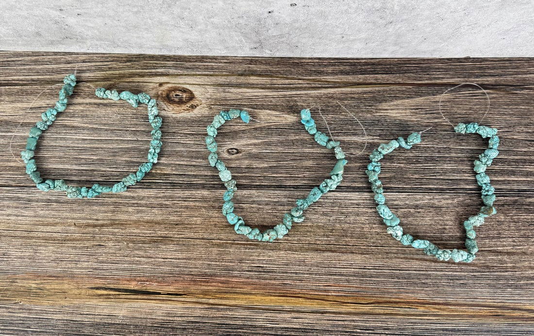 Turquoise Blue Howlite Nugget Strands: Group of three, 15" long.
