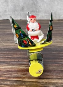 Tin Litho Christmas Tree Santa Spinner