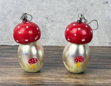 Antique Blown Glass Mushroom Christmas Ornaments