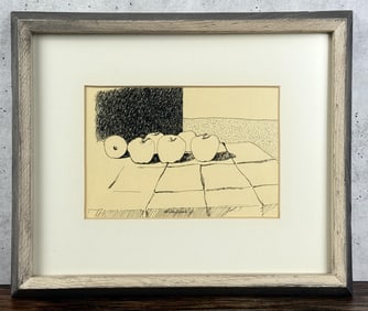Walter Hook Apples Pen and Ink Drawing