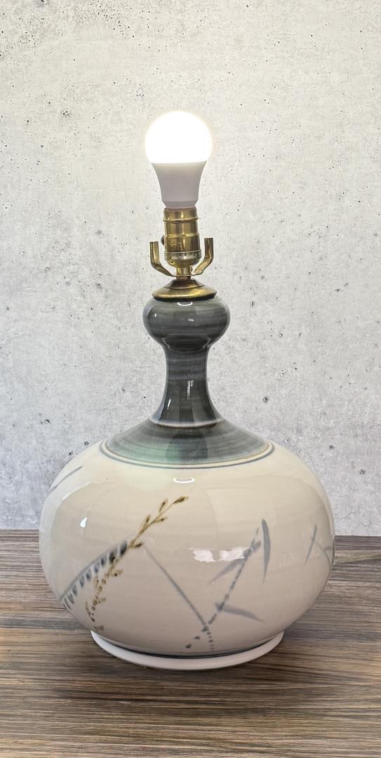 Tom Schultz Montana Studio Pottery Lamp: 16 1/4" tall, 11 1/4" diameter.