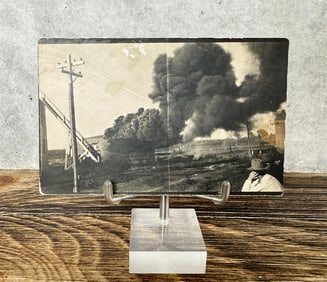 Sapulpa Oklahoma Oil Well on Fire RPPC Postcard