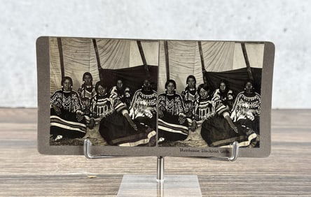 Montana Blackfeet Indian Girls Stereoview