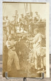 African American Sailors Boxing RPPC Postcard