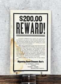 Wyoming Stock Growers Association Wanted Poster