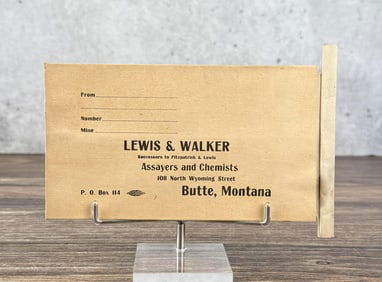 Lewis & Walker Assayers Butte Montana Ore Envelope