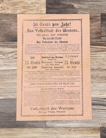 Volksblatt des Westens German Language Newspaper