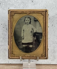 Child with Gold Catholic Cross Tintype Photo