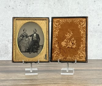 Antique Daguerreotype Photo Family & Dog