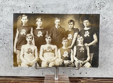 Collegiate Basketball Team RPPC Postcard