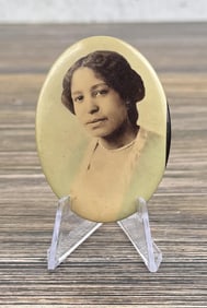 Celluloid Photo Pocket Mirror Black Woman