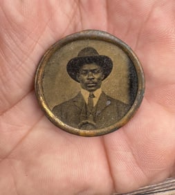 African American Man Ferrotype Pin Button Photo