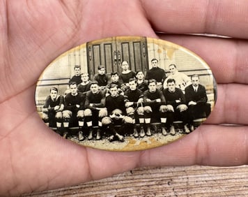Antique Celluloid Football Team Pocket Mirror