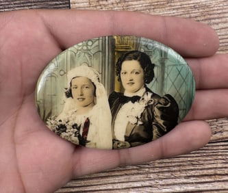 Lesbian Couple Marriage Celluloid Pocket Mirror
