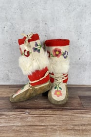 High Top Cree Indian Beaded Mukluks Moccasins