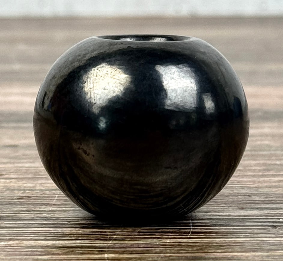 Tahn Moo Whe Barbara Gonzales Pot: Barbara (Sunbeam Tahn-Moo-Whe) Gonzales San Ildefonso Pueblo. 1 5/8" in diameter by 1 3/8" tall.