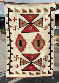 Navajo Indian Hourglass Whirling Log Swastika Rug