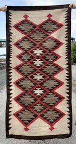 Navajo Indian Crystal Clustered Diamond Runner Rug