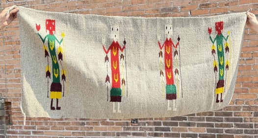 Mexican Navajo Indian Yei Pattern Rug