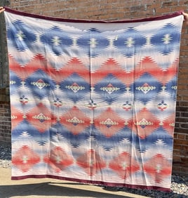 Antique Native American Pattern Wool Camp Blanket