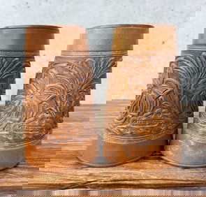FA Meanea Cheyenne Wyoming Tooled Cowboy Cuffs